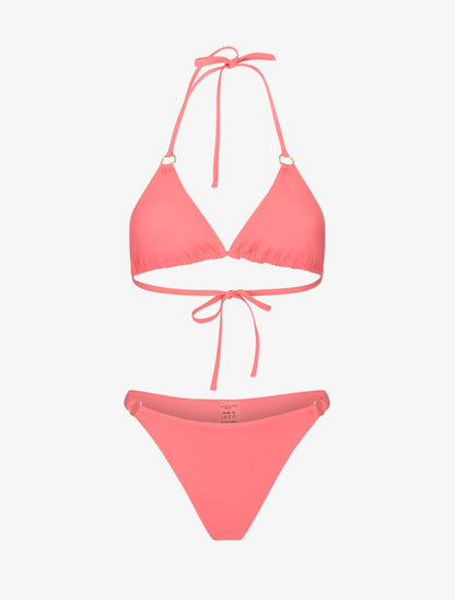 Bikini triangle à anneaux dorés - rose - 3