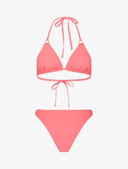 Bikini triangle à anneaux dorés - rose - 2
