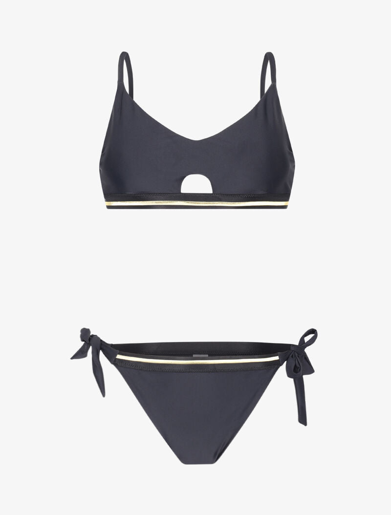 Bikini brassière à bandes dorées - noir - 3