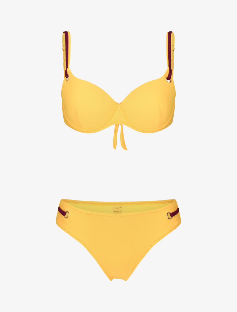 Bikini emboitant à oeillets et liens contrastants - jaune - 3
