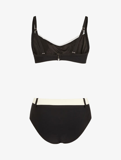 Bikini brassière et culotte montante ceinturée - noir - 2
