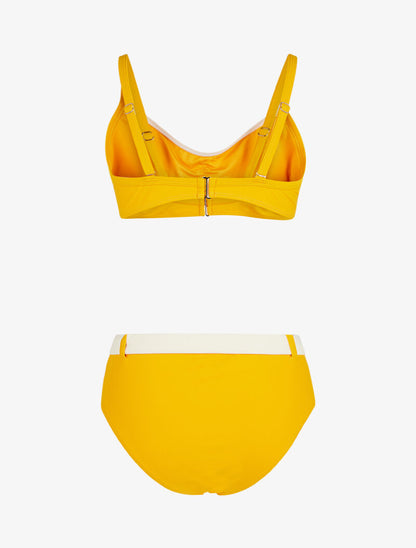 Bikini brassière et culotte montante ceinturée - moutarde - 2