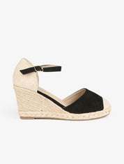 Compensées style espadrilles bimatière - noir - 6
