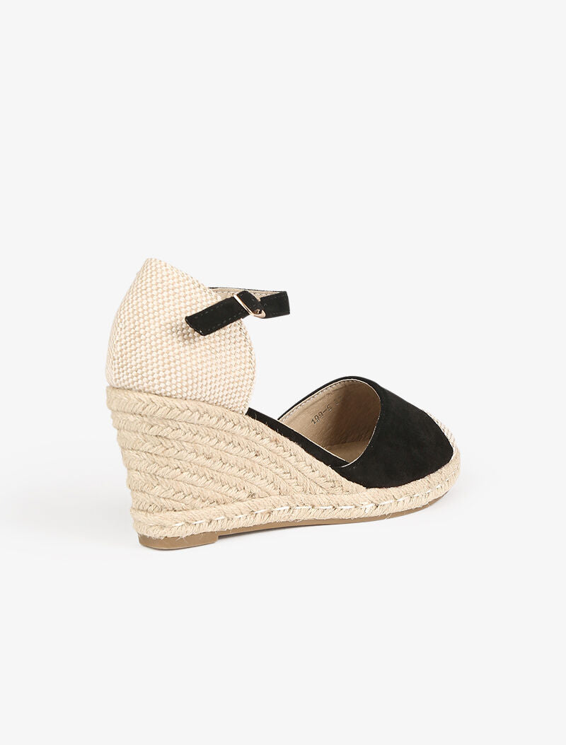 Compensées style espadrilles bimatière - noir - 4