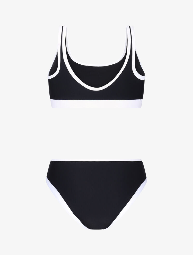 Bikini brassière à bords contrastants - noir - 2