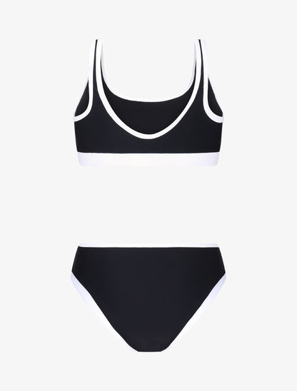 Bikini brassière à bords contrastants - noir - 2