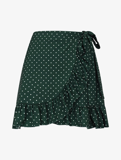 Mini jupe volantée à imprimés - vert - 2