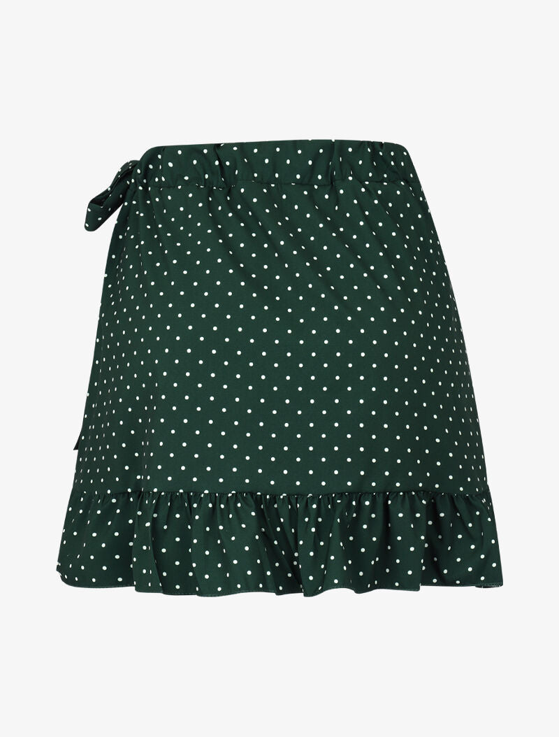 Mini jupe volantée à imprimés - vert - 3