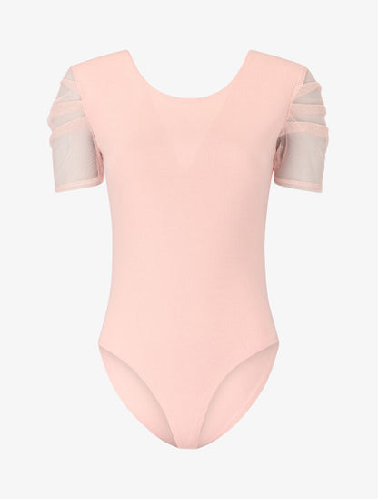 Body à manches plissées en tulle - rose - 3