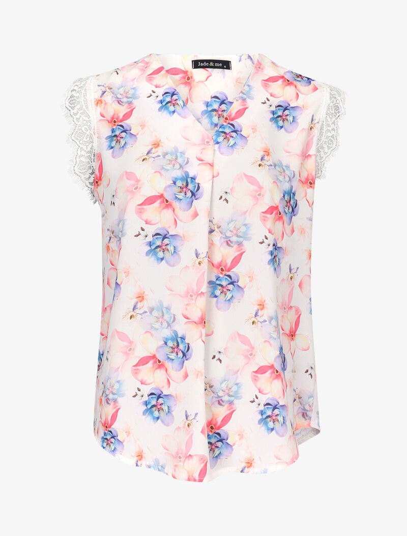 Blouse légère à encolure V à plis - blanc - 2