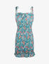 Robe élastiquée imprimé fleuri - vert menthe - 1