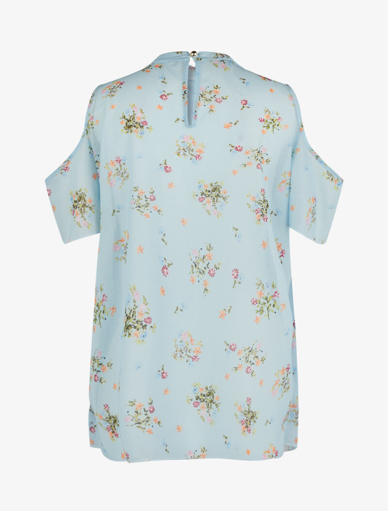 Blouse carrée oversize à découpes - bleu clair - 2