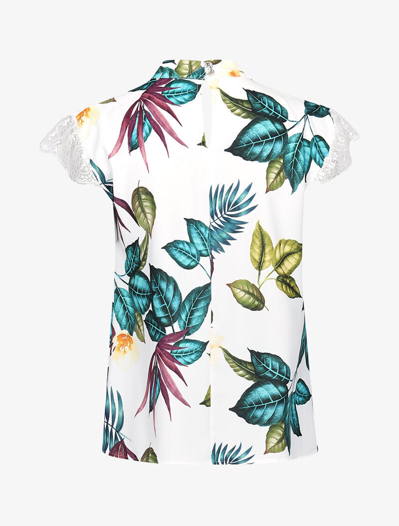 Blouse carrée imprimée à trou de serrure - blanc - 2