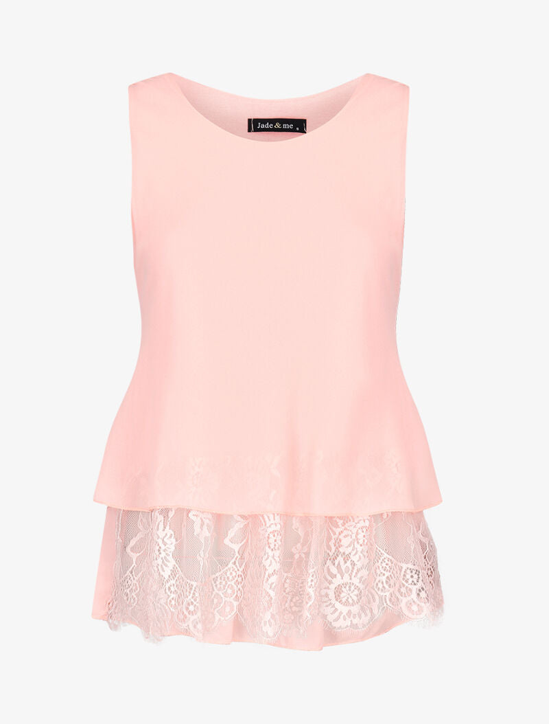 Top en voile à doublure dentelle - rose - 1