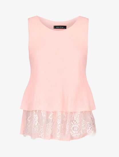 Top en voile à doublure dentelle - rose - 1