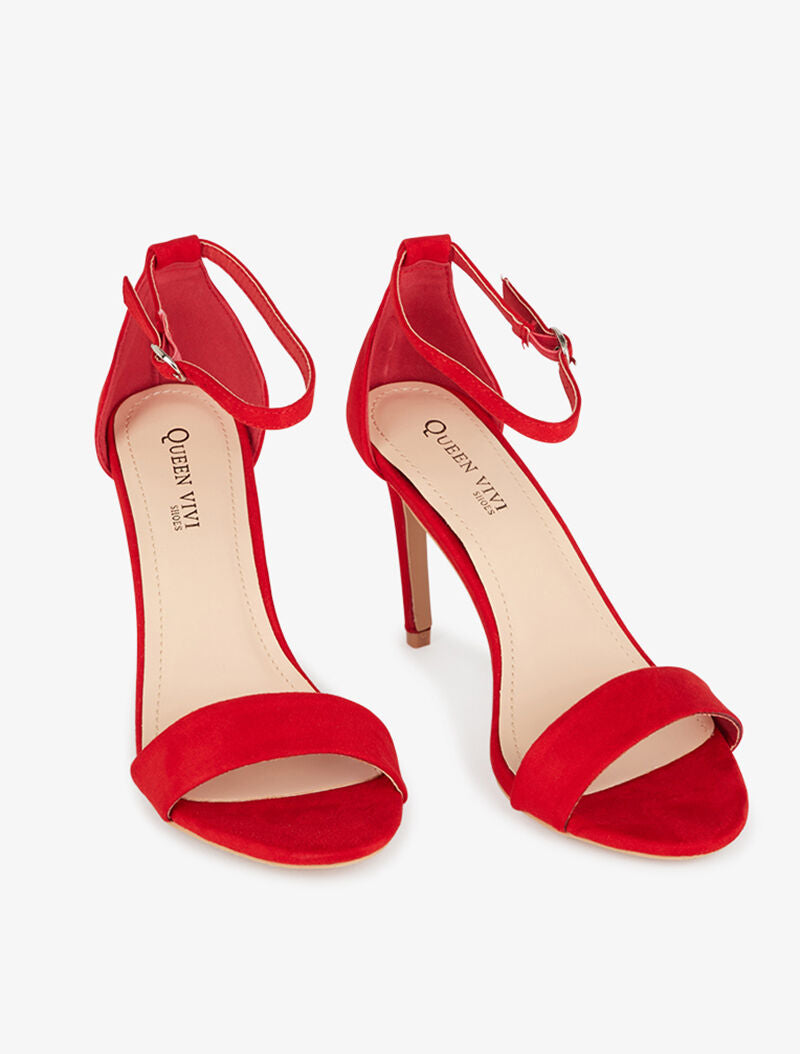 Sandales unies à talon stiletto - rouge - 1