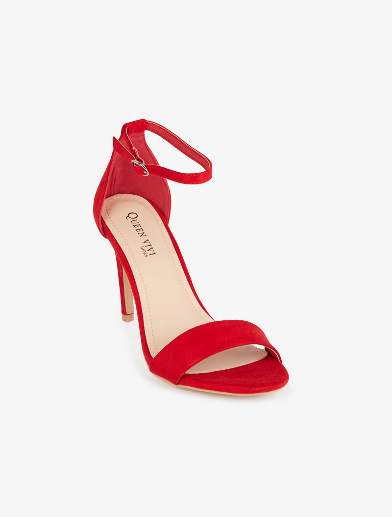 Sandales unies à talon stiletto - rouge - 3
