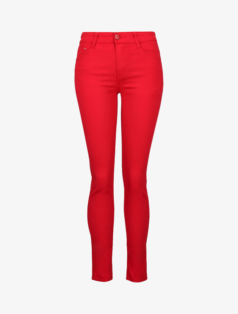 Jean taille haute extra long - rouge - 3