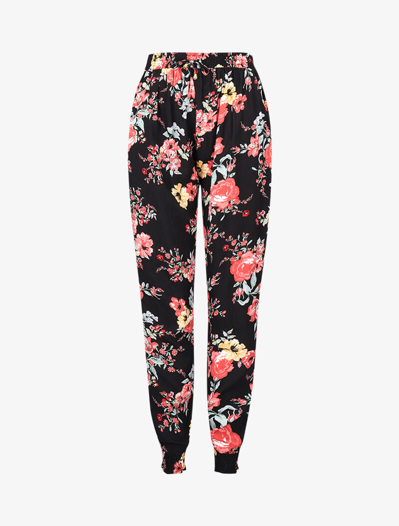 Pantalon fluide à imprimé floral - noir - 3