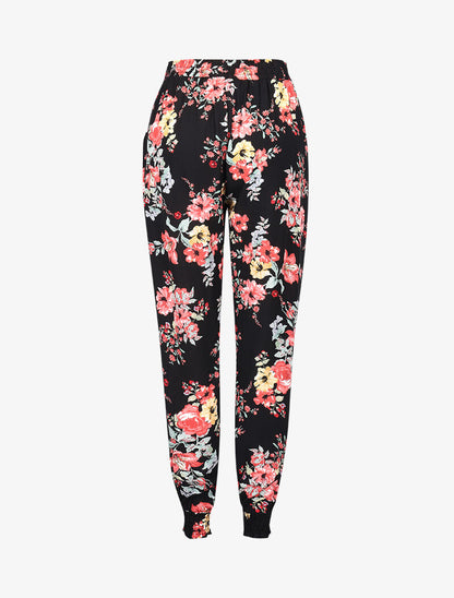 Pantalon fluide à imprimé floral - noir - 2
