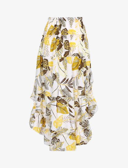 Jupe asymétrique imprimé fleurs graphique - blanc - 2