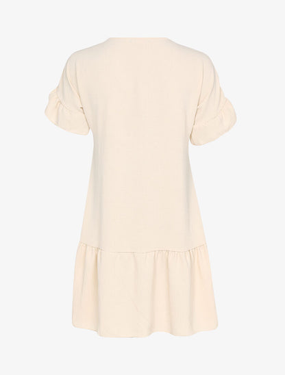 Robe trapèze à volants - beige - 2