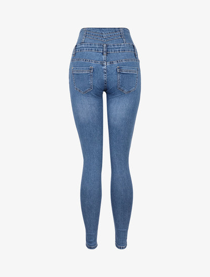 Jean à taille empire stylisée - bleu denim - 4