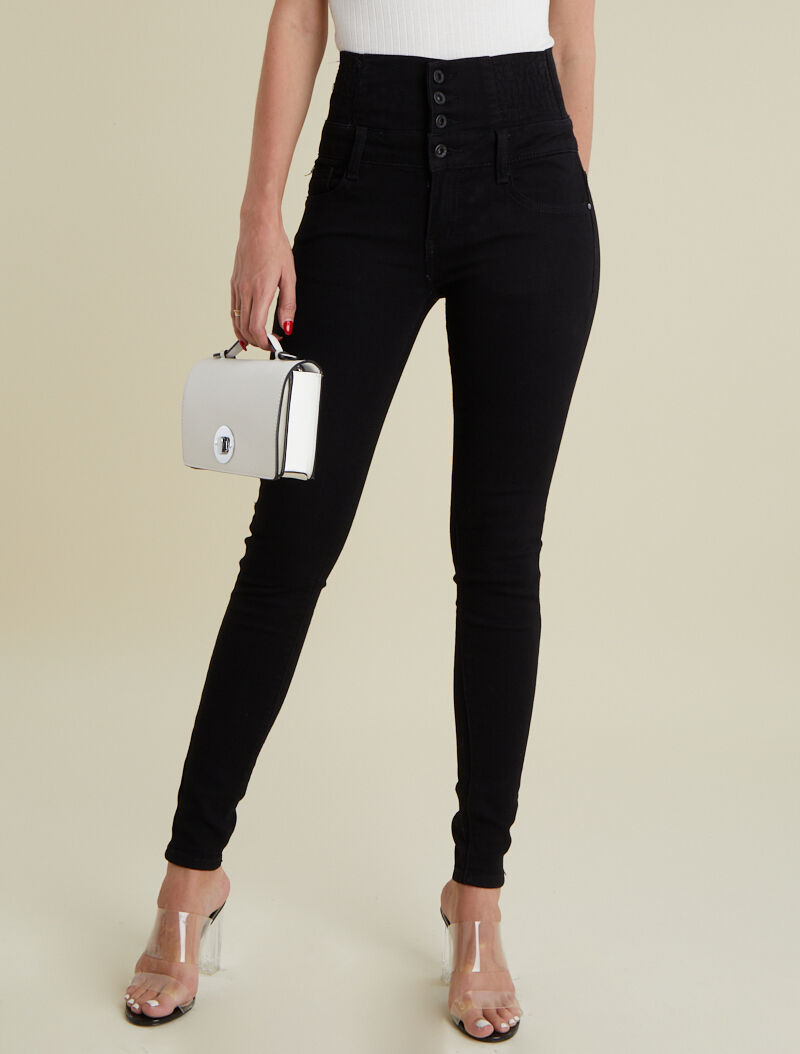 Jean uni à taille empire - noir - 5