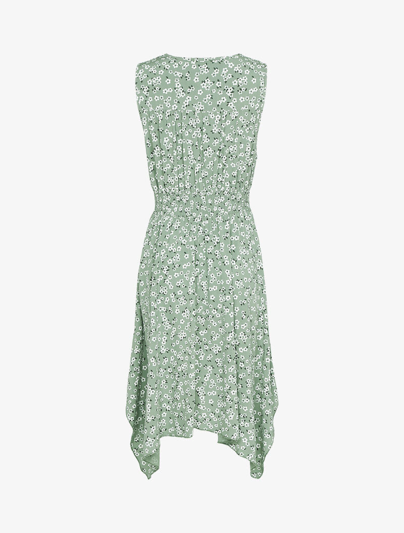 Robe fleurie à bas asymétrique - kaki - 3