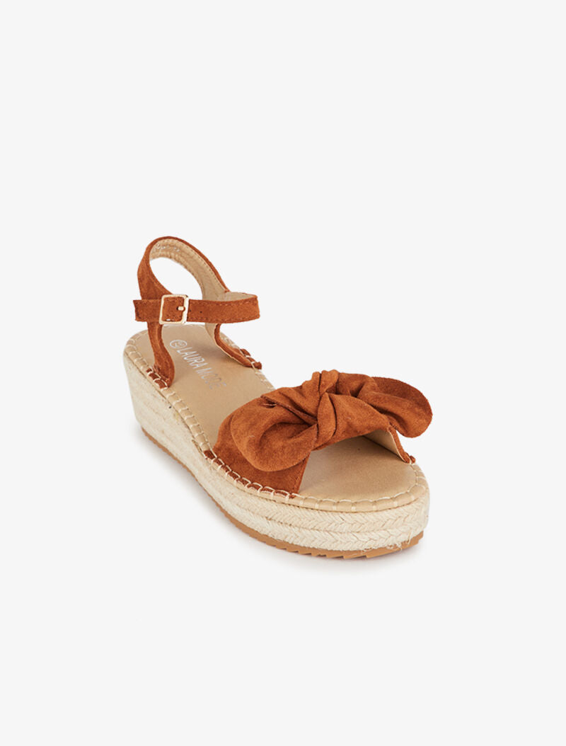 Nu-pieds à plateforme à ganse effet nouer - camel - 3