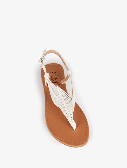 Nu-pieds à double feuille strassées - blanc - 3