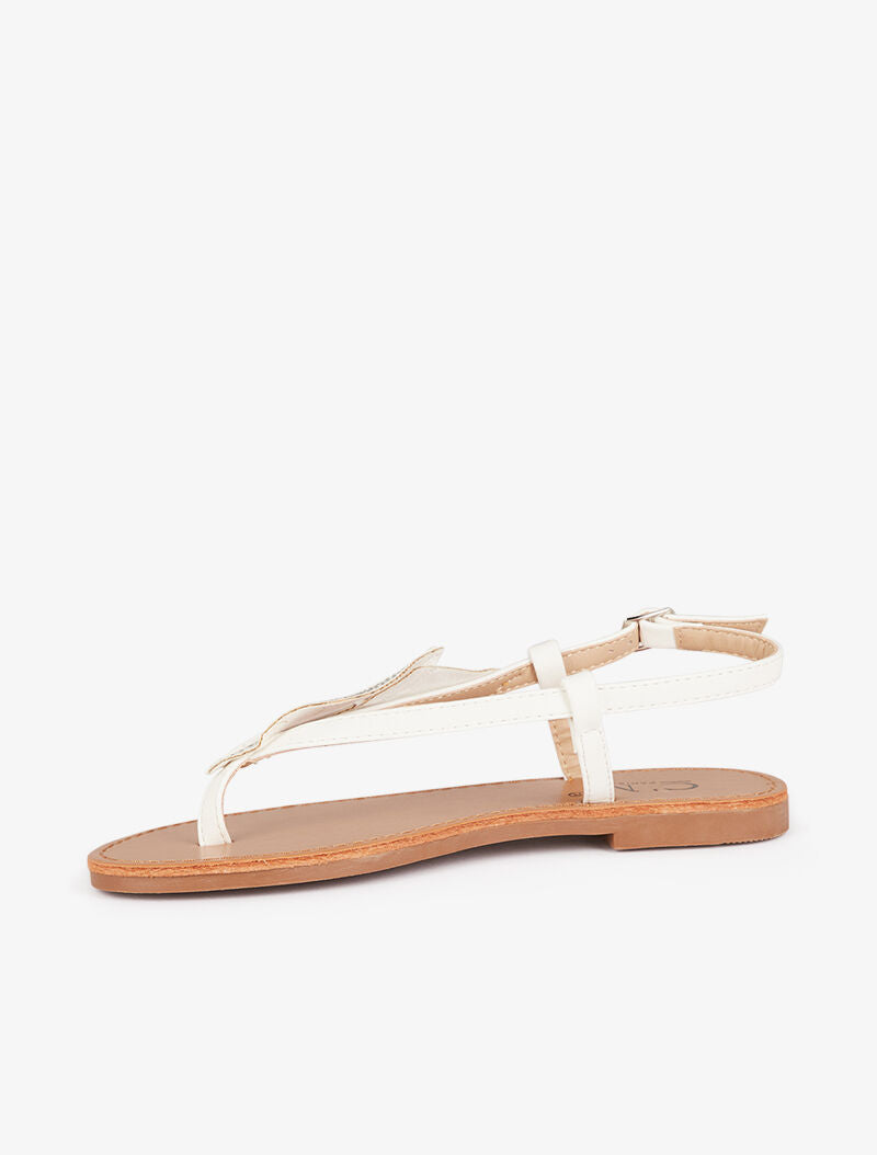 Nu-pieds à double feuille strassées - blanc - 4