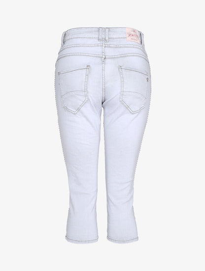 Pantacourt à bandes ornées de billes - gris clair - 4