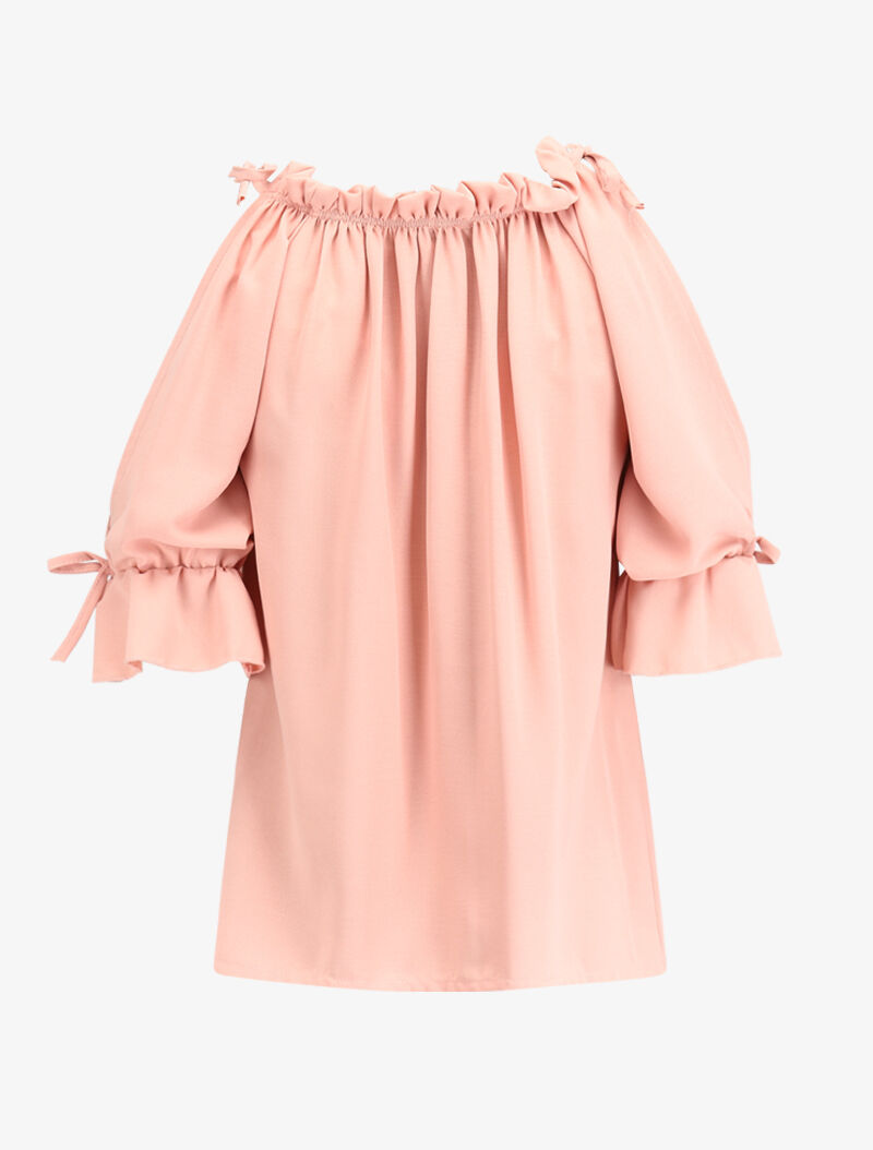 Top volanté épaules nues - rose - 2