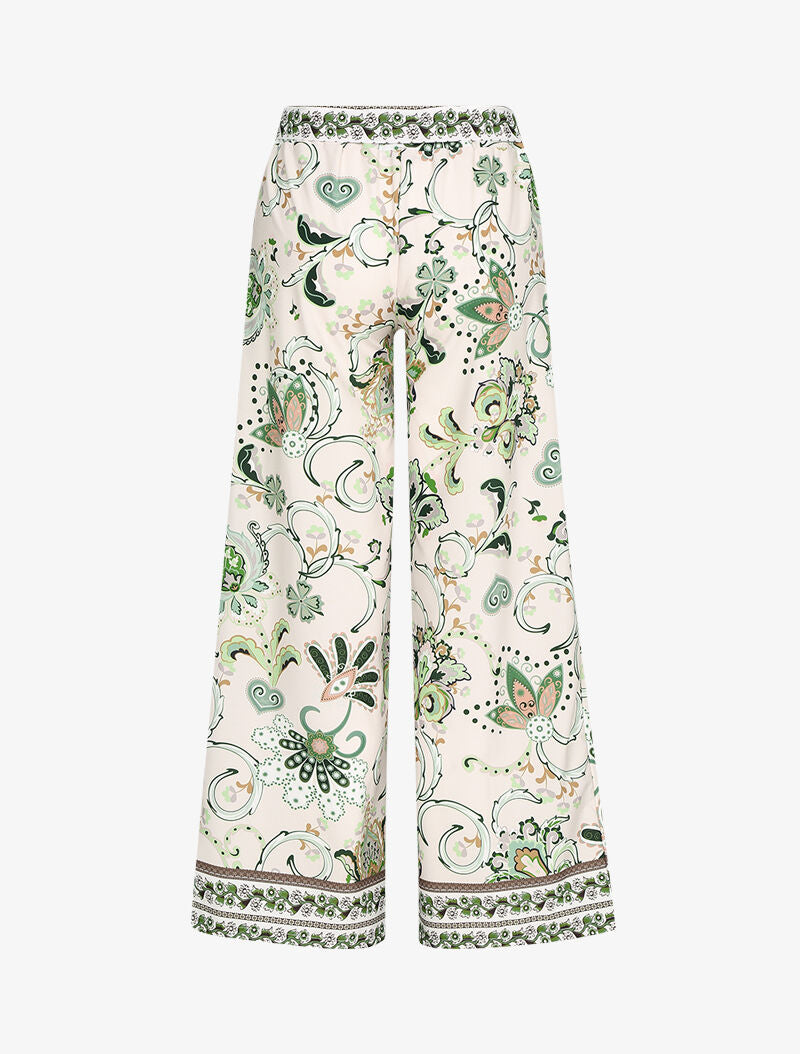 Pantalon ample à imprimés baroques stylisés - beige - 2