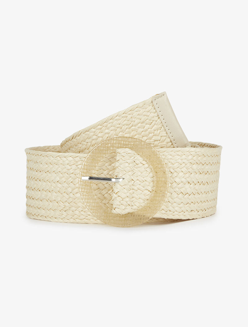 Ceinture à boucle ajourée effet damier - beige - 2