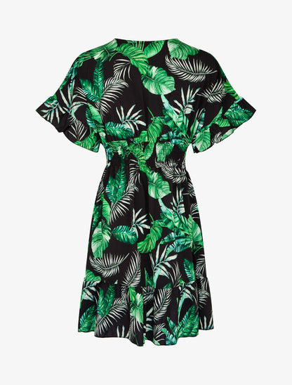 Robe imprimée à bords volantés - noir - 2