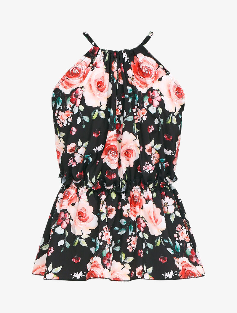 Top péplum léger à imprimés - noir - 2