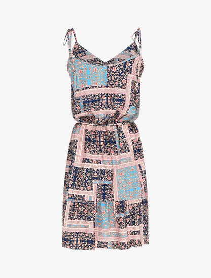 Robe à buste bouffant imprimé baroque - marine - 2