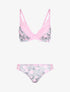 Ensemble imprimé fleurs et dentelle - rose - 1
