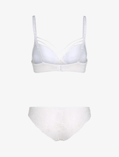 Ensemble à motif fleur graphique en dentelle - blanc - 2
