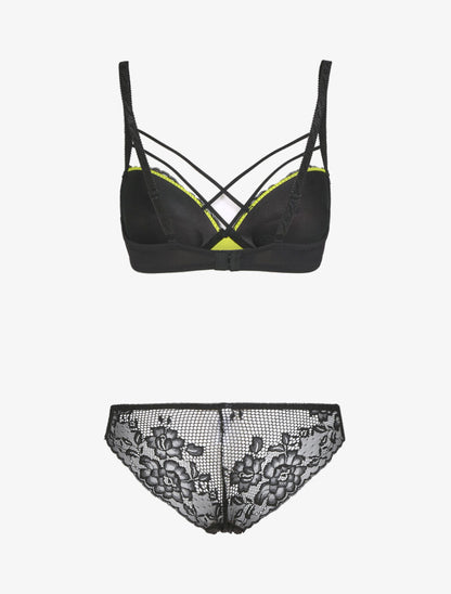Ensemble à motif fleur graphique en dentelle - jaune - 2