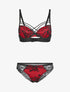Ensemble à motif fleur graphique en dentelle - rouge - 3