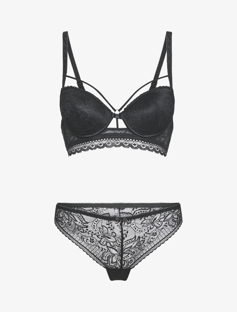Ensemble en dentelle à détail lace - noir - 3