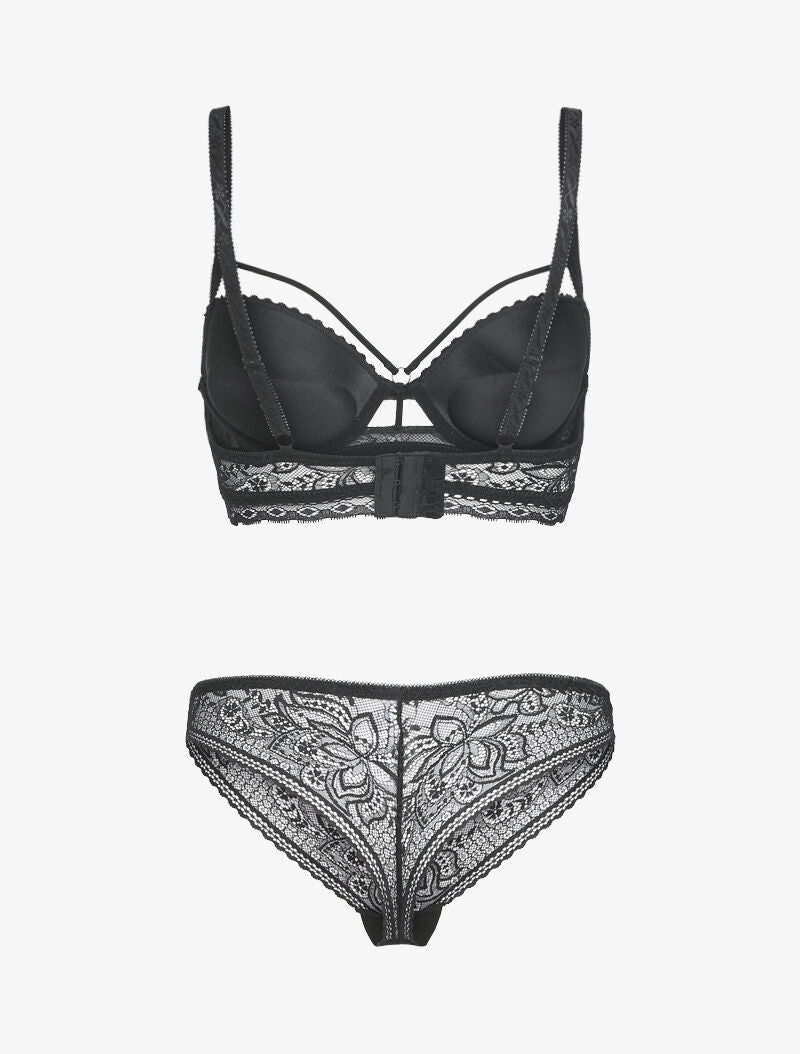 Ensemble en dentelle à détail lace - noir - 2