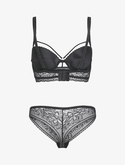 Ensemble en dentelle à détail lace - noir - 2
