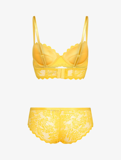 Ensemble en dentelle style feuillages - jaune - 2