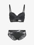 Ensemble en dentelle style feuillages - noir - 1
