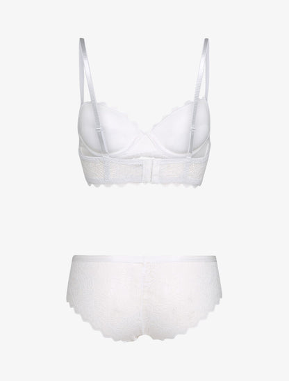 Ensemble en dentelle style feuillages - blanc - 2