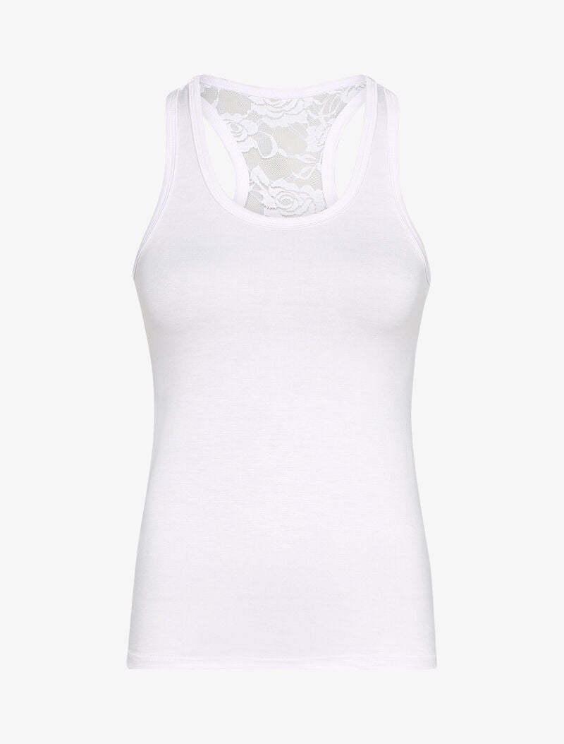 Débardeur à dos nageur dentelle - blanc - 1
